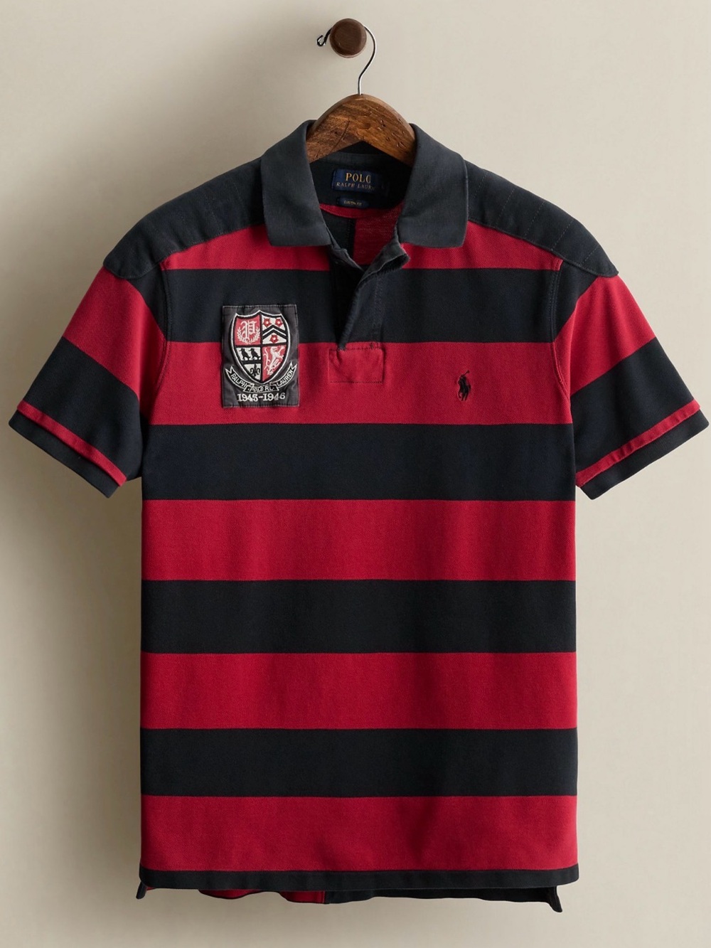 Ralph Lauren Vintage ‘2015 Crest Striped Polo Shirt Size L’